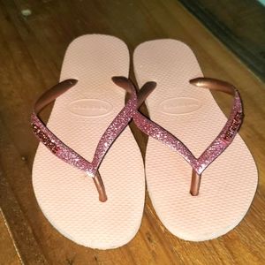 BNWOT glitter rose gold Havaianas